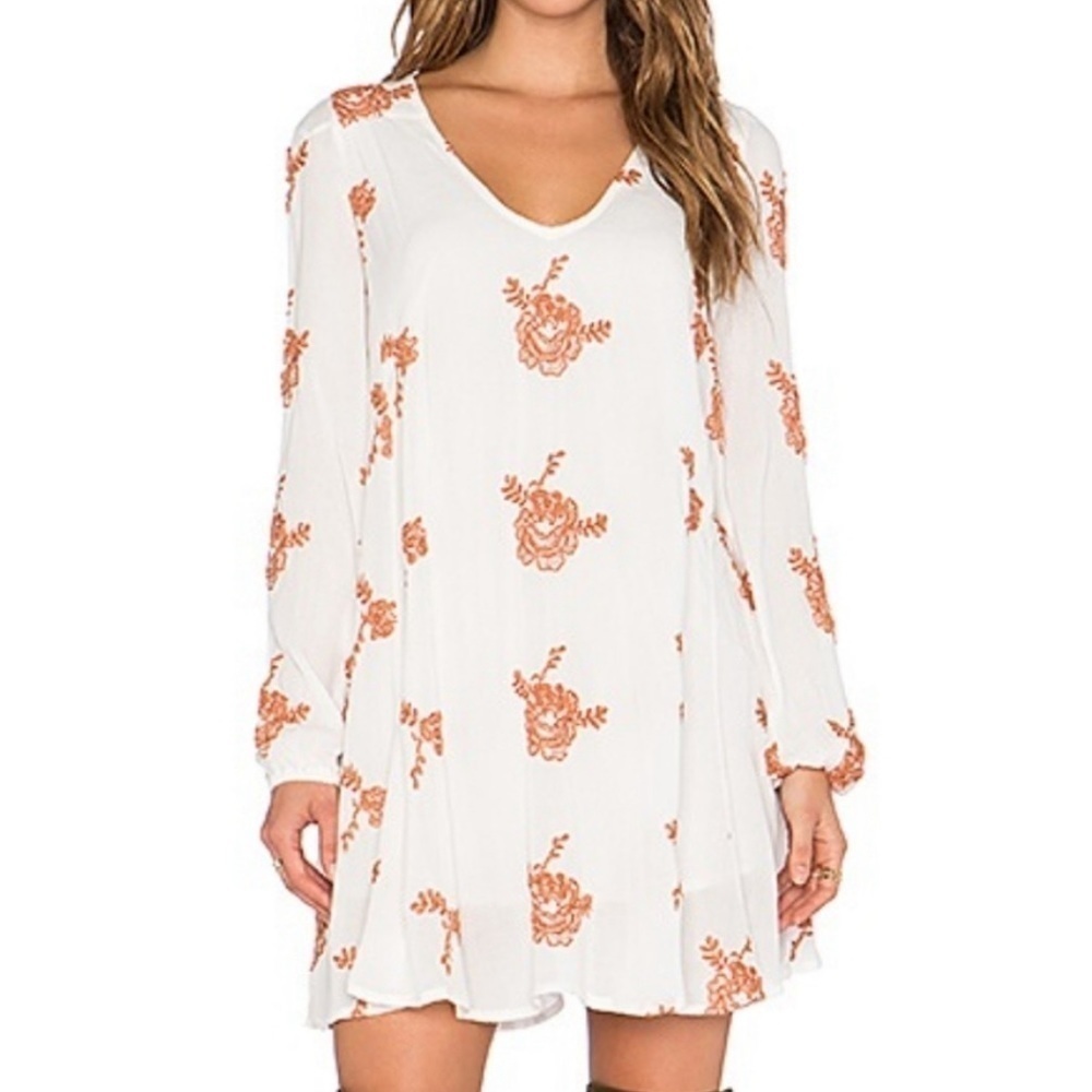 Free People | Emma’s embroidered‎ dress in ivory combo
